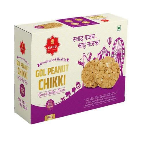 SAHU GAJAK BHANDAR Gol Peanut Chikki (500g) - HalfPe