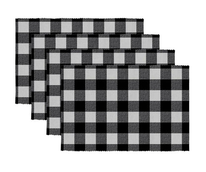 Lushomes Table Mat, Checks Design Dining Table Mat (Pack of 4, 13x18 Inches) - HalfPe