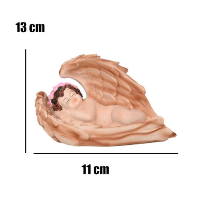 KariGhar Resin Sleeping Angel Statue Catholic Idol for Home (Brown) - HalfPe