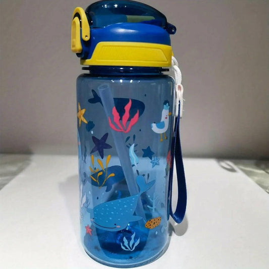 Attractive cartoon water bottle (Blue - 500ml) - HalfPe