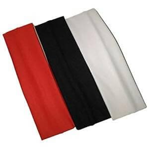 SENECIO Red Black White Tricolor Wide Strap Headband For School Girls & Women (3 pcs, set of 2) - HalfPe