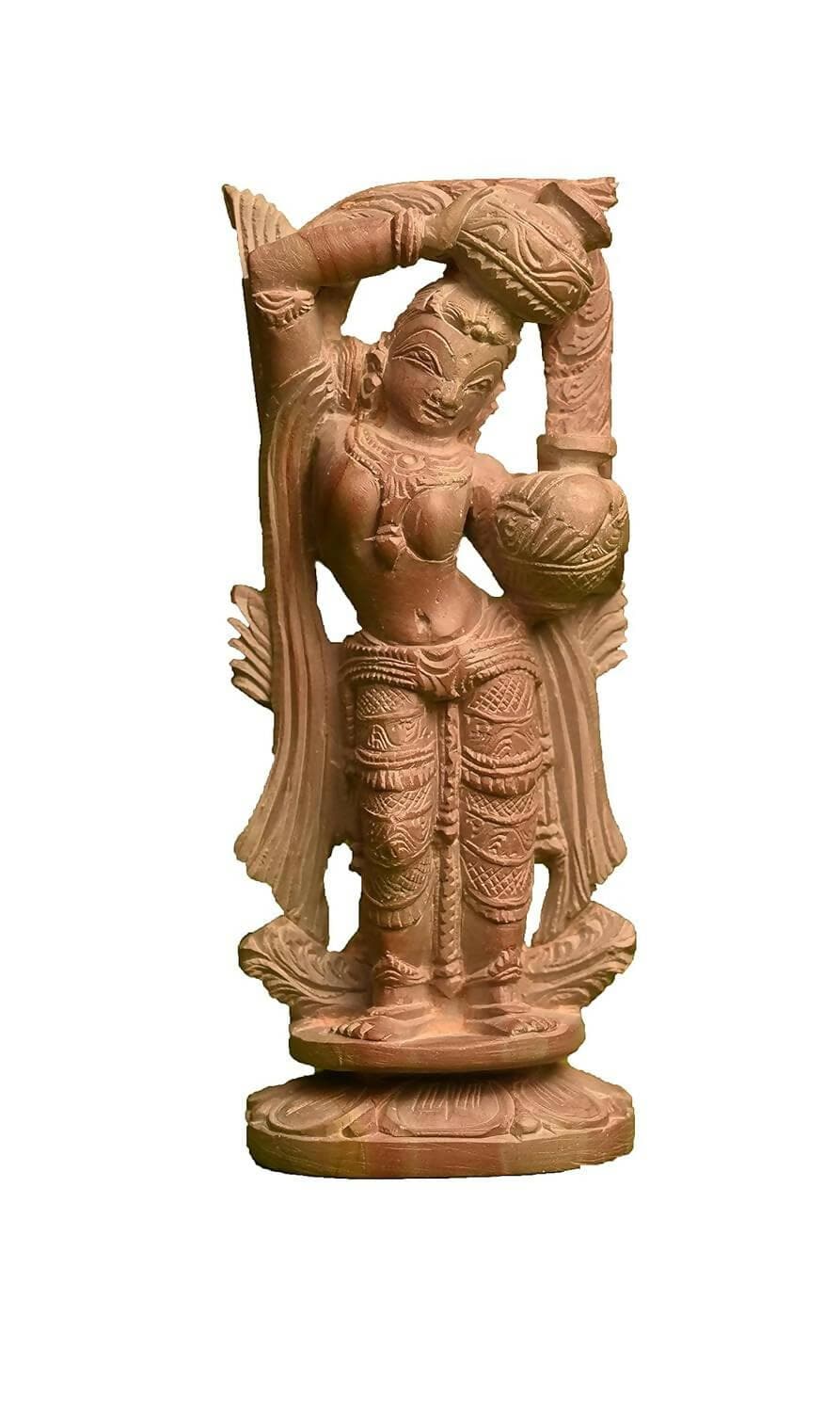 KariGhar Stone Hand Carved Dev Dasi Statue for Home, Offices, Car Dashboard, Housewarming, Gifting and Decoration, 4 Inch, Brown - HalfPe