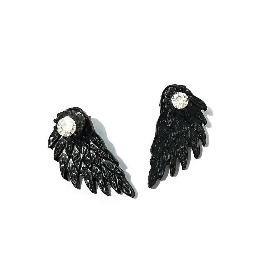 Pinapes angle-wings-design plain black dangle earrings for women - HalfPe