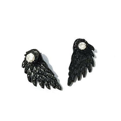 Pinapes angle-wings-design plain black dangle earrings for women - HalfPe