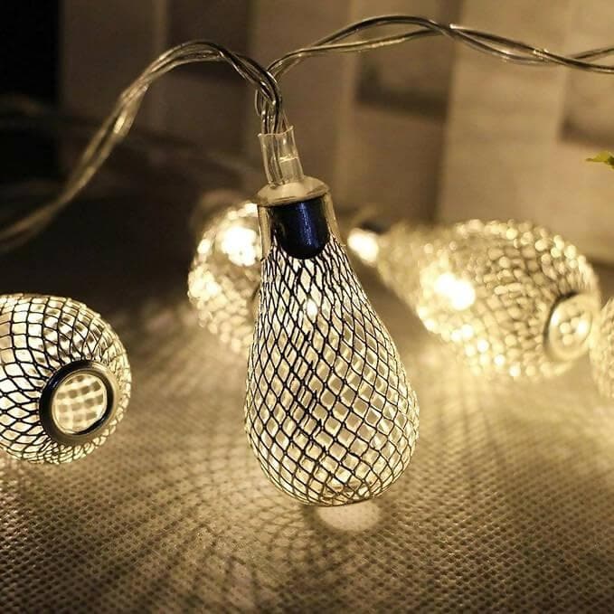 Golden String Lights Metal water drop light for home Decoration Lights (14 lights) - HalfPe