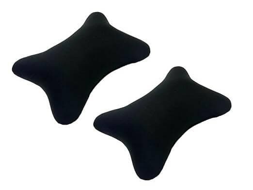 Lushomes Car Seat Neck Rest Pillow, Cushion For All Cars, Premium Designer Wonder Foam Lumbar, Back and Headrest Support for Car Seat, Size 17x27 cms, Black, Set of 2 - HalfPe