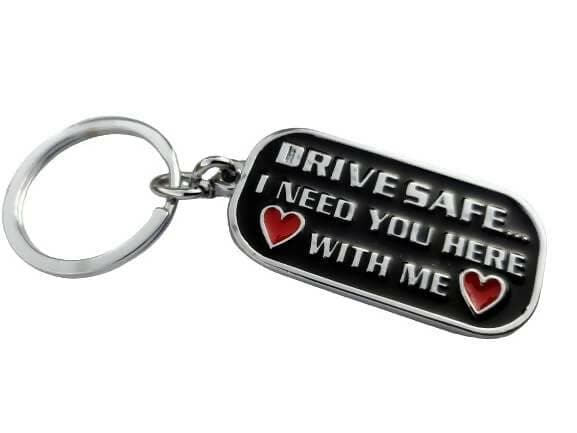 Drive Safe Trendy Black Metal Keychain - HalfPe