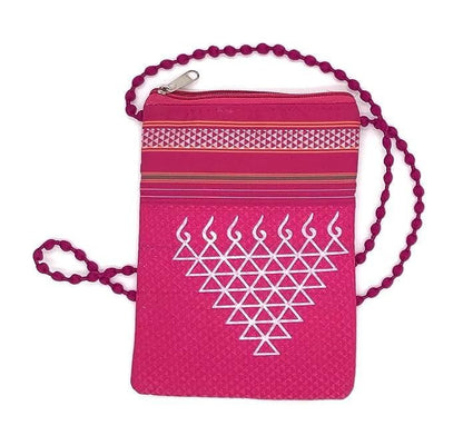 Women ethnic silk crossbody sling bag (pink) - halfpeapp