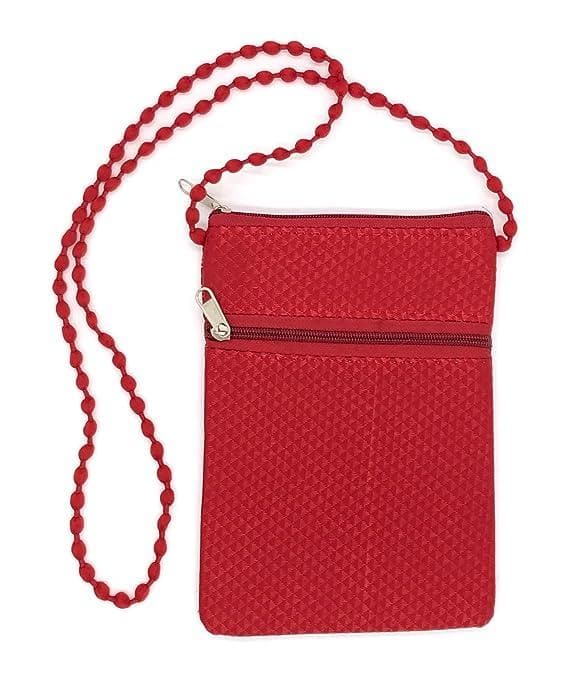 Women ethnic silk crossbody sling bag (red) - halfpeapp