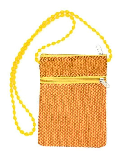 Women ethnic silk crossbody sling bag (yellow) - halfpeapp