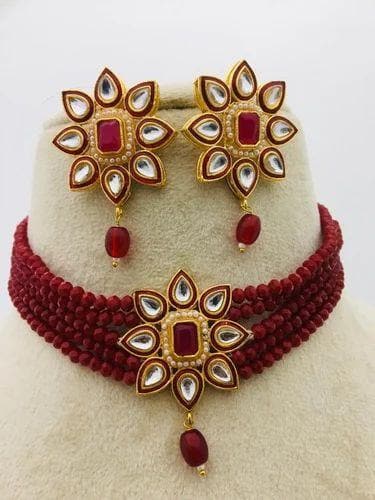 Women 's meenakari star chokar necklace with earrings - halfpeapp