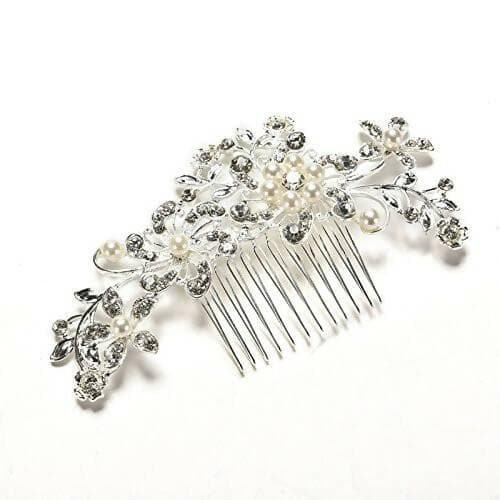 SENECIO Floral Wedding Tiara Sparkling Silver Plated Crystal Simulated Pearl Bridal Hair Combs Hairpin Hair Jewelry - HalfPe