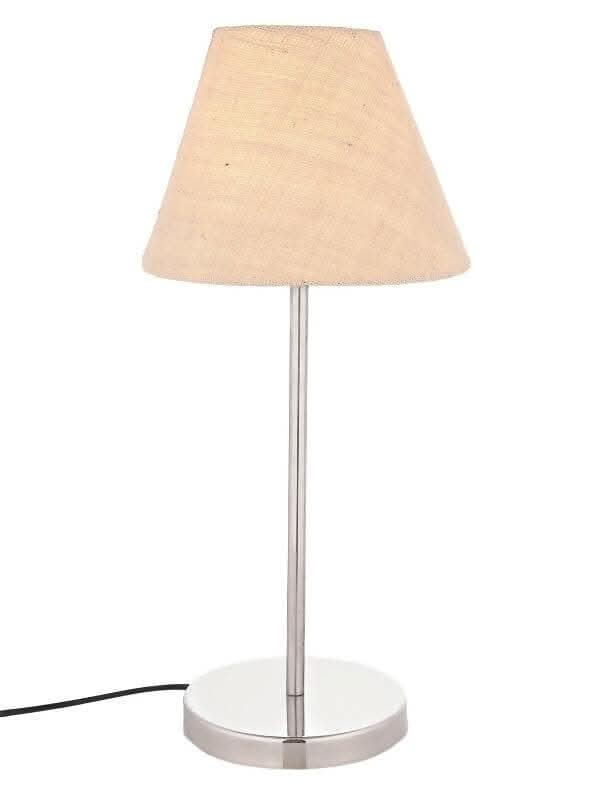 Metal Table Lamp With White Jute Shade - HalfPe