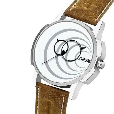 LOREM White Round Analog Watch For Men LR63 - HalfPe