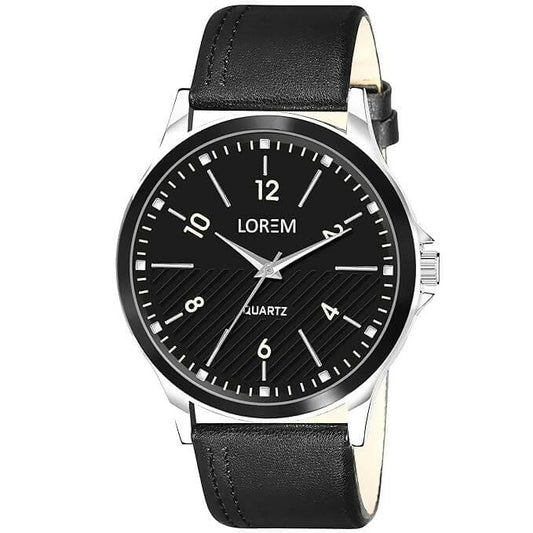 LOREM Black Stylish Dial Analog Watch For Men LR93 - HalfPe