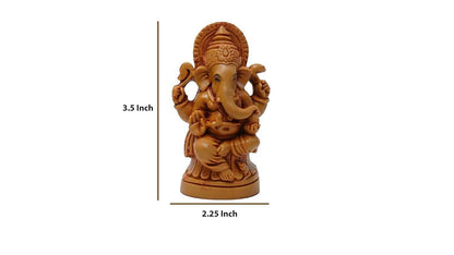 KariGhar Ganesh Idol for Home Puja Room (Brown, 1.5X2.25X3.5 inches) - HalfPe