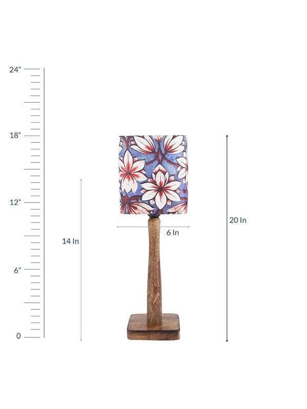 Blue Flowers Wooden Lamp - HalfPe