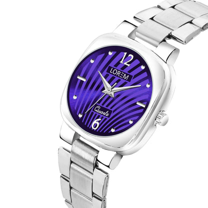 LOREM Purple Abstract Floral Analog Watch For Women LR309 - HalfPe