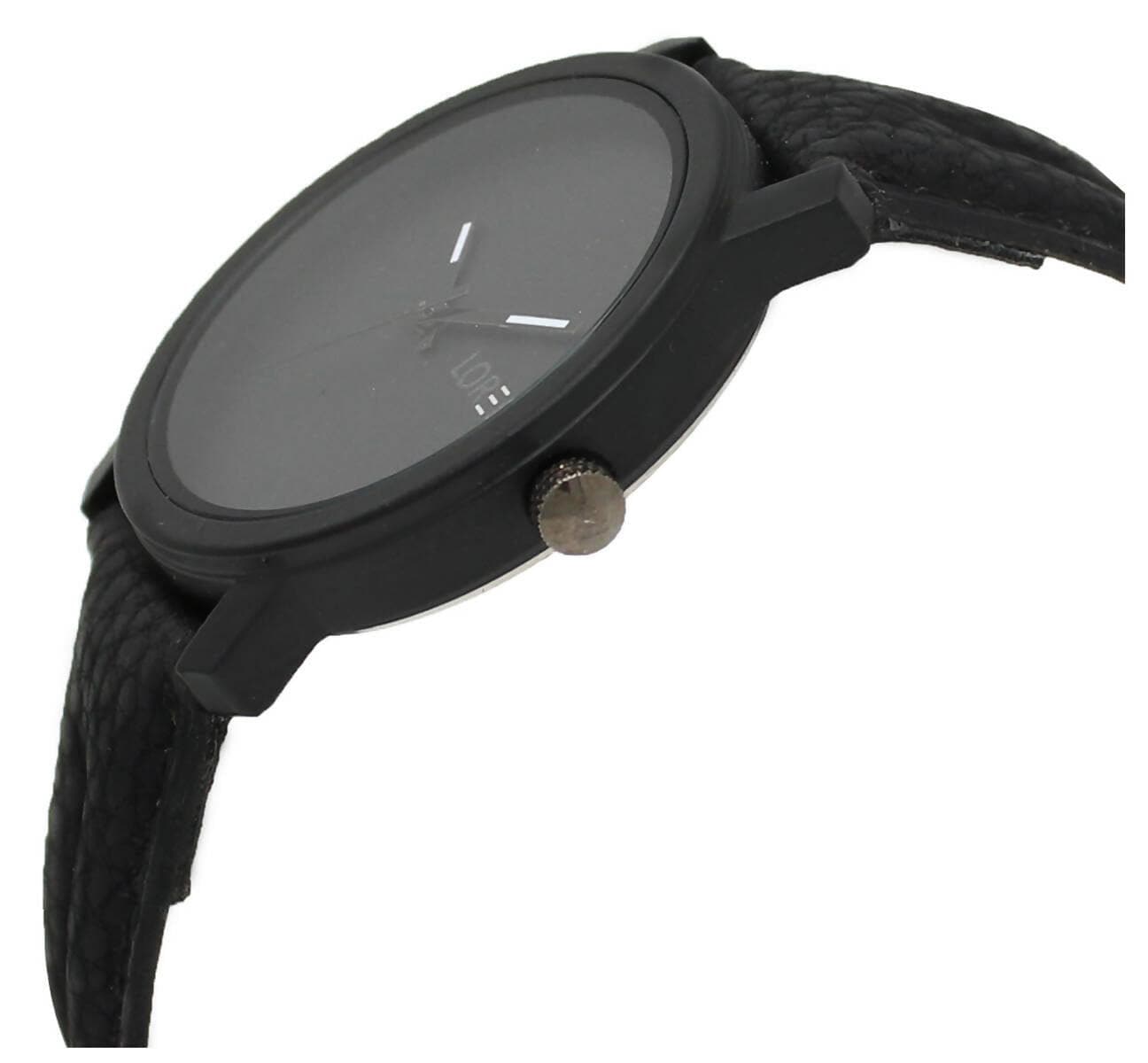 LOREM Black Plain Analog Watch For Men LR21 - HalfPe