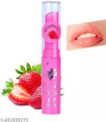 Crynn Color Changing Pink Magic Lip Balm Strawberry(Pack Of 3) - HalfPe