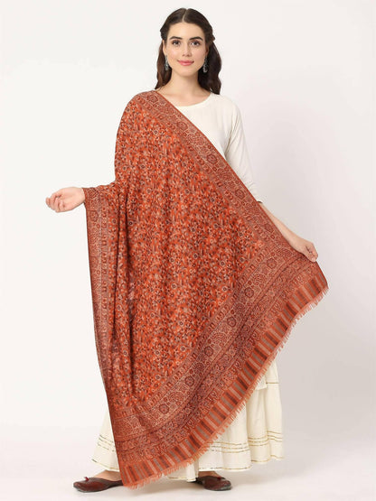 Dark Mustard Pure Wool Kani Multiweave Shawl for women - HalfPe