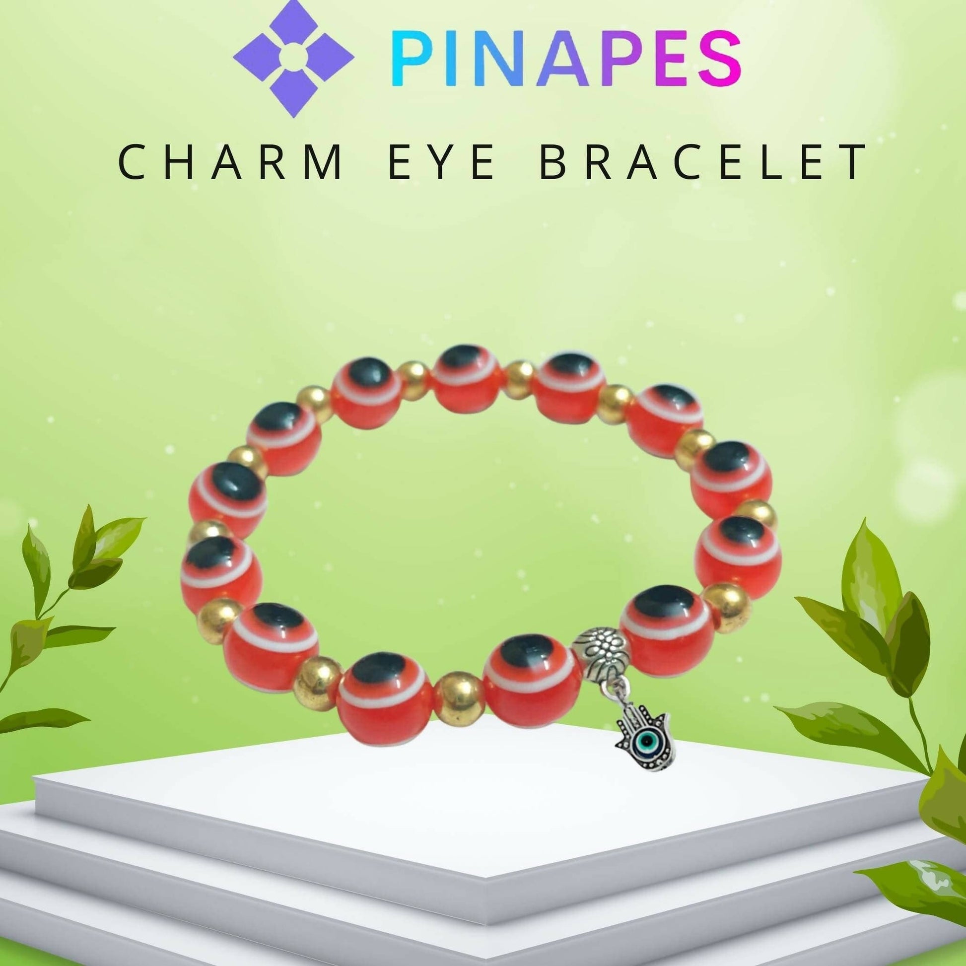 Pinapes Stylish Evil Eye Bracelet (Red, pack of 2) - HalfPe