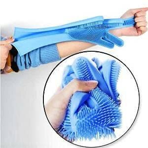 BIG CART Silicon Scrubbing Non-slip Hand Gloves For Washing Vessels And Pet Grooming, Magic Kitchen Gloves For Washing Dishes For Household Cleaning Great For Protecting Hands,mlti (MULTICOLOUR 01) - HalfPe