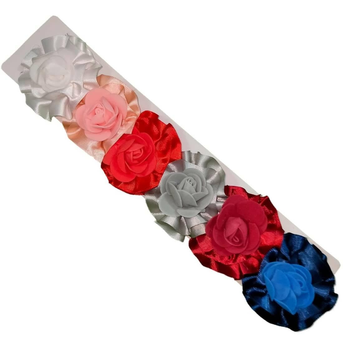 SENECIO 6 Pcs Set Smooth Satin Candy Colors Floral Rose Hair Pin For Women & Kids Hair Clip - HalfPe