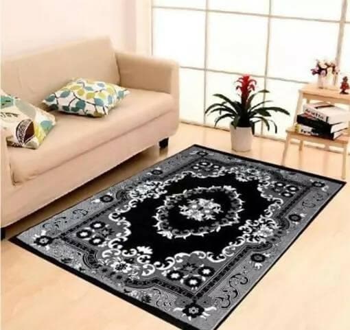 Home Style craft designed Living hall Carpets - 4x6 feet ( Black) - HalfPe