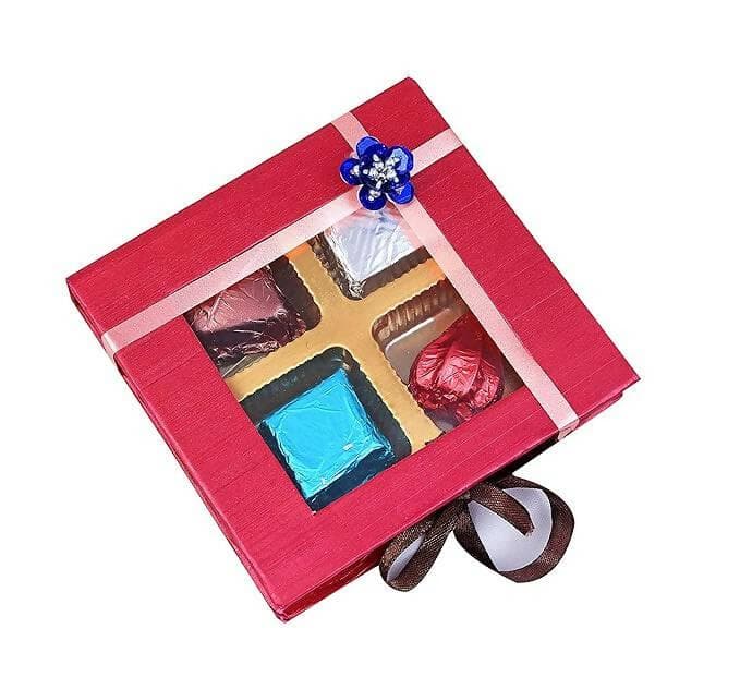 Valentines day gift-Chocolates in a decorated box+ladies stole+premium wallet+Teddy Bear+Valentines day greeting card - HalfPe