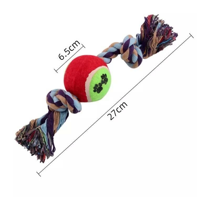 PetGains PGC Dual Knot Tennis Ball Rope Toy for Dogs Set of 3 (Multicolor) - HalfPe