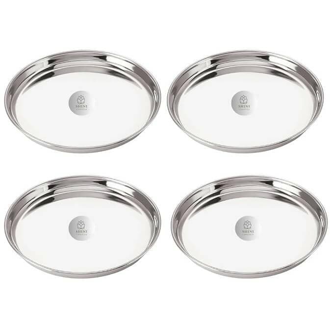 SHINI LIFESTYLE Stainless Steel Thali Set Plate for Lunch(Dia-23cm) (4) - HalfPe