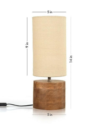 Wooden Log Table Lamp With White Jute Shade - HalfPe