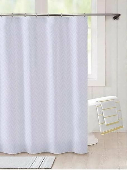 LUSHOMES Chevron Print Fabric Shower Curtain - HalfPe