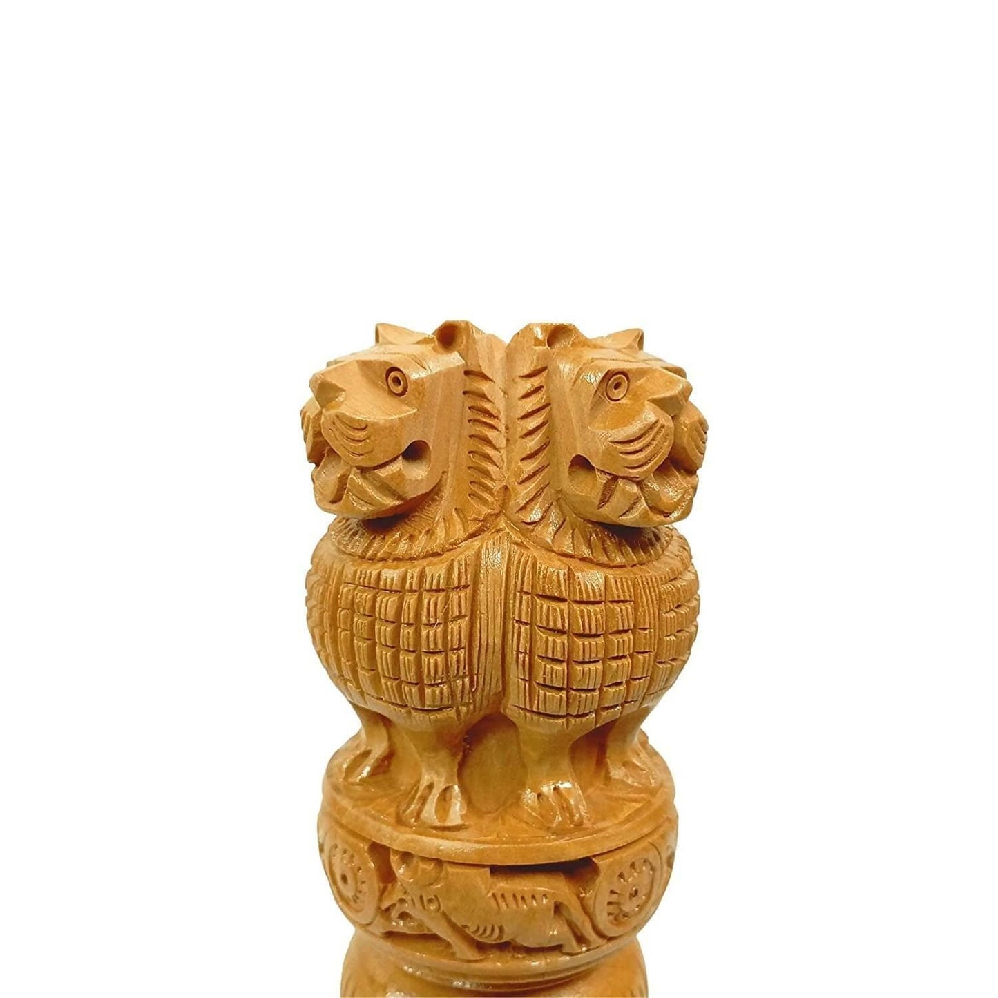 Santarms Wooden Ashok Pillar for Office Table Decoration (5 Inches) - HalfPe