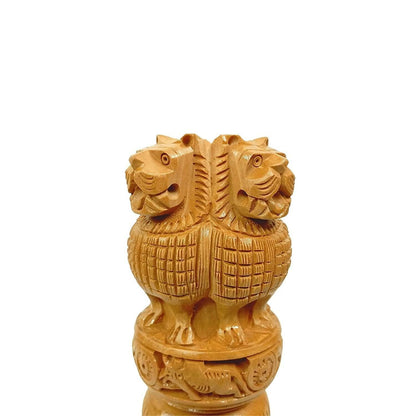 Santarms Wooden Ashok Pillar for Office Table Decoration (5 Inches) - HalfPe