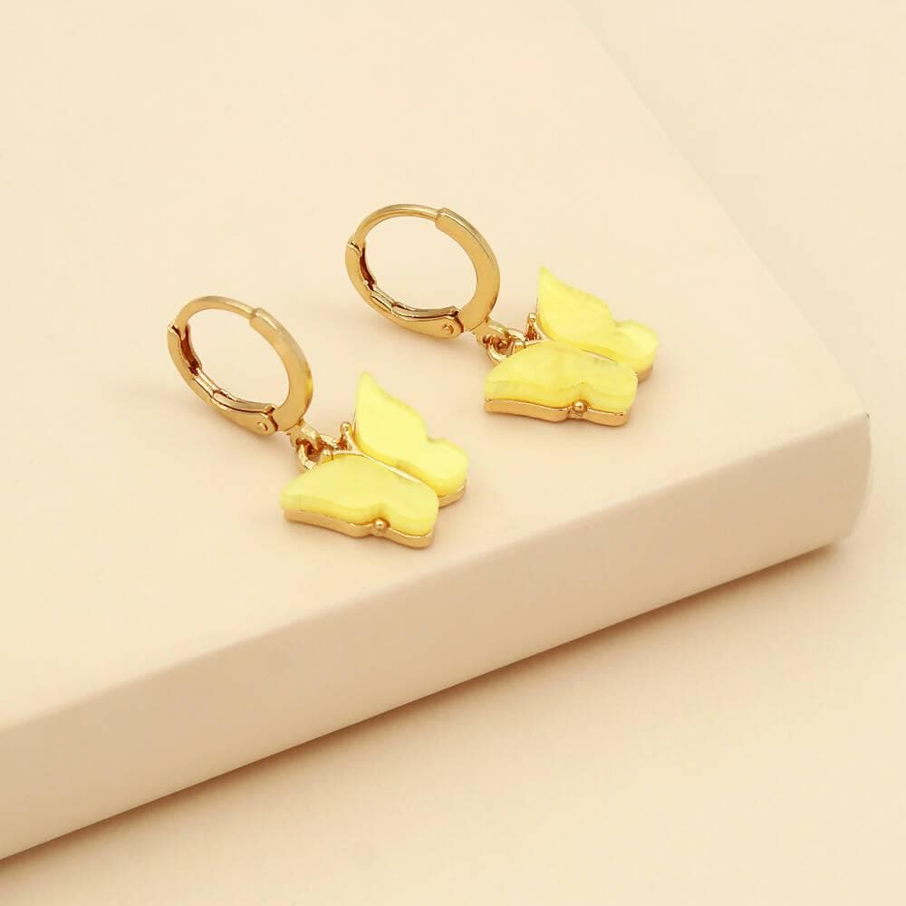 Pinapes elegant butterfly gold plated clip-on earrings for women and girls(yellow) - HalfPe