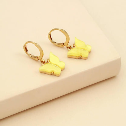 Pinapes elegant butterfly gold plated clip-on earrings for women and girls(yellow) - HalfPe