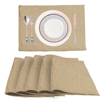 Lushomes Jute Table Mat, Beige Dining Table Mat, table mats Set of 6, Also Used as kitchen mat, fridge mat, cupboard sheets for wardrobe, Jute Place mats (Pack of 6, 12x18 Inches, 30x45 Cms) - HalfPe