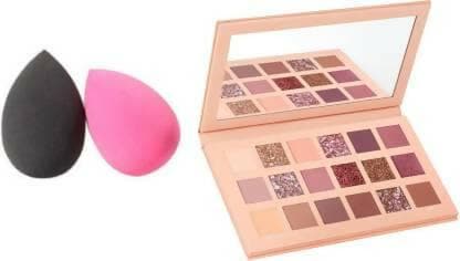 Bingeable HDA Multi Shades 18 Colors NUDE EDITION Eye Shadow Palette& 2 Pcs Blender Puff (2 Items in the set) - HalfPe