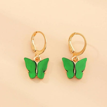 Pinapes elegant butterfly gold plated clip-on earrings for women and girls (dark green, 2 pairs) - HalfPe