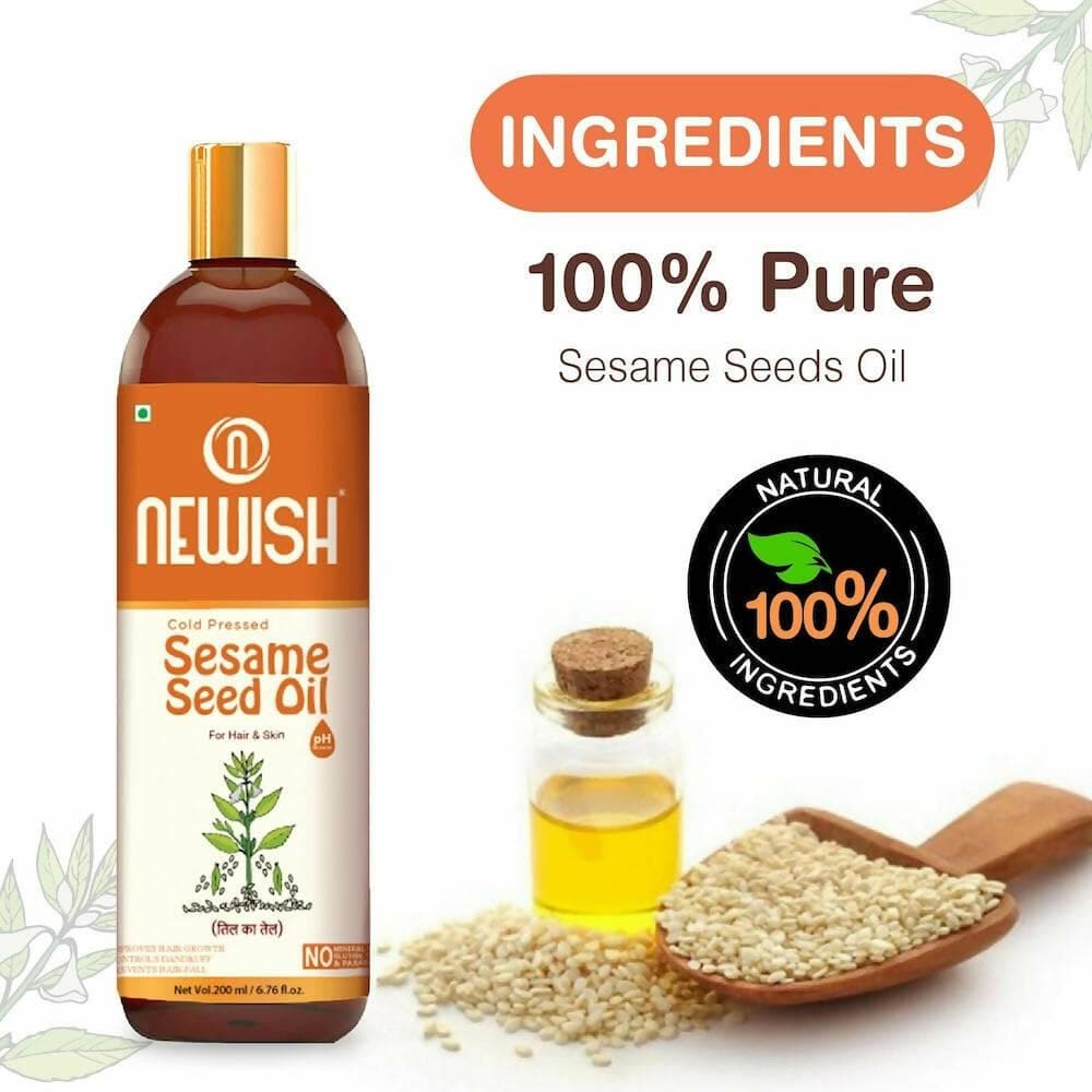 Newish Cold Pressed Sesame oil for Hair, Skin and Massage (pack of 2 X 200ML) - HalfPe