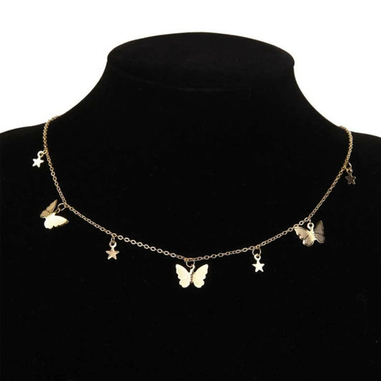 Pinapes Multiple Butterfly Star Necklace Jewellery for Women Pendant Necklace for Women & Girls - HalfPe