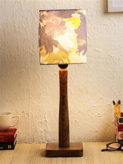 Purple Flowers Wooden Lamp - HalfPe