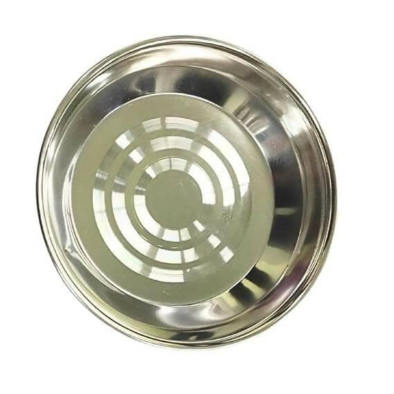 SHINI LIFESTYLE Stainless Steel Laser Design Halwa Plate/Dessert Plate for Snacks/Dry Fruits/Sweet/Halwa (4) - HalfPe