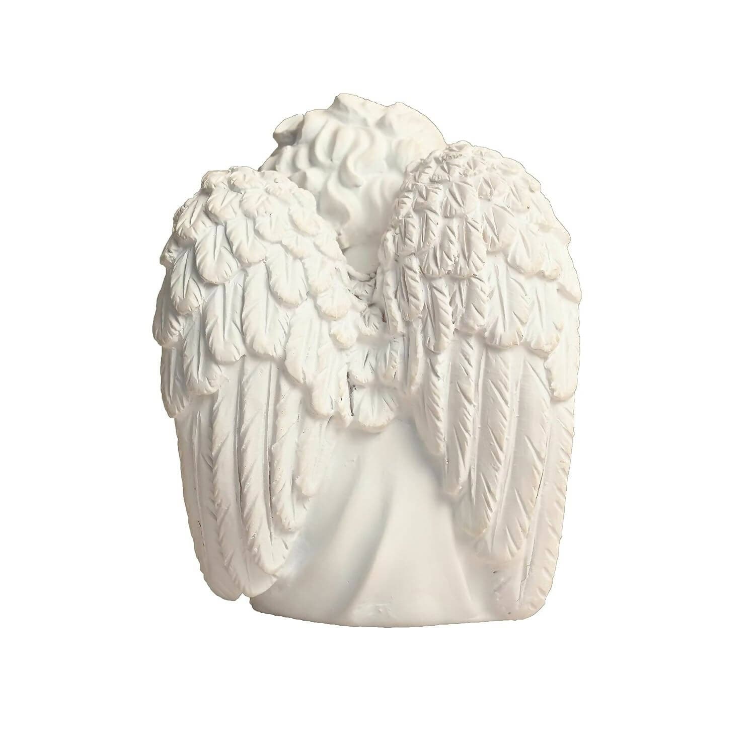 KariGhar Resin Small White Sitting Angel Statue Idol for Home | Prayer Room | Bed Room | Shelf | Mantel - HalfPe