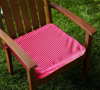 Lushomes Chair Pad Set of 2, Pink Striped, Reversible, driver seat cushion for car, dining chair cushion, cushion for car, tie up cushions (15x15 Inch, 1.5 Inch Foam Height, 4 Strings, 2 Pc) - HalfPe