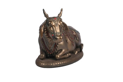 KariGhar Polyresin Nandi Idol for Pooja Home | Living Room | Puja Room | Gifting & Decoration, Multicolour (Bronze) - HalfPe