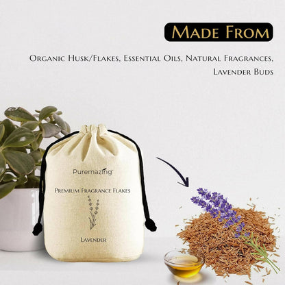 Puremazing Premium Lavender Fragrance Flakes Bag 100% Natural Essential Oil | Long Lasting Car Fresheners | Biodegradable & Eco Friendly | Car Air Freshener for Dashboard - HalfPe