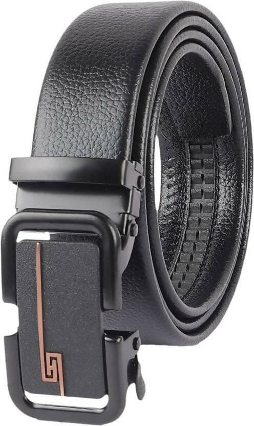 ZEVORA Men Casual Artificial Leather Belt (Black) - HalfPe